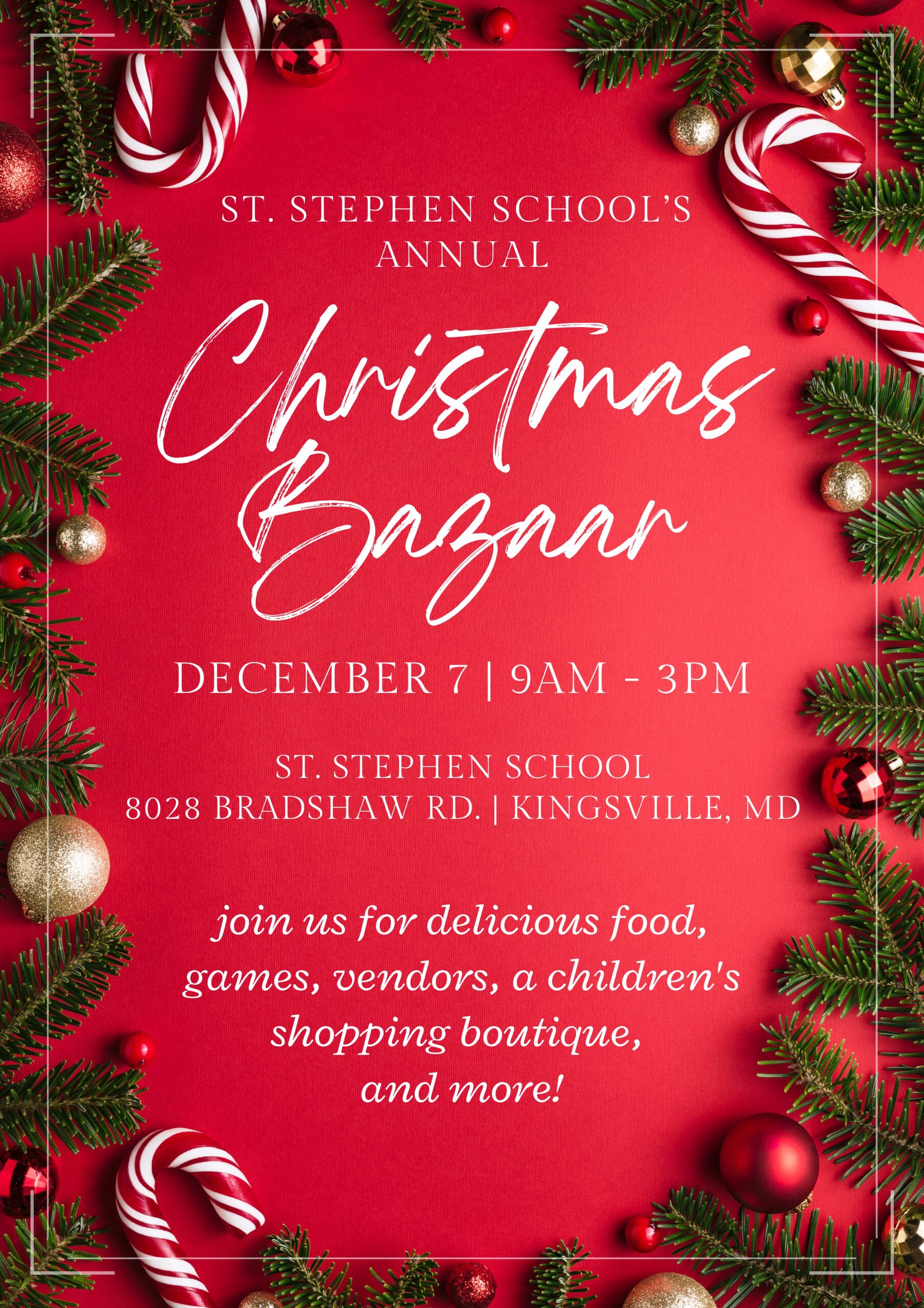 Image - Flyer for St. Stephen School's Annual Christmas Bazaar 2024