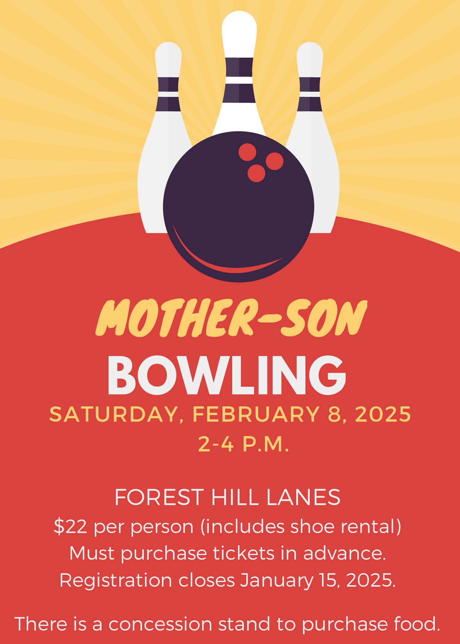 Join Us for Our Annual Mother Son Bowling Event